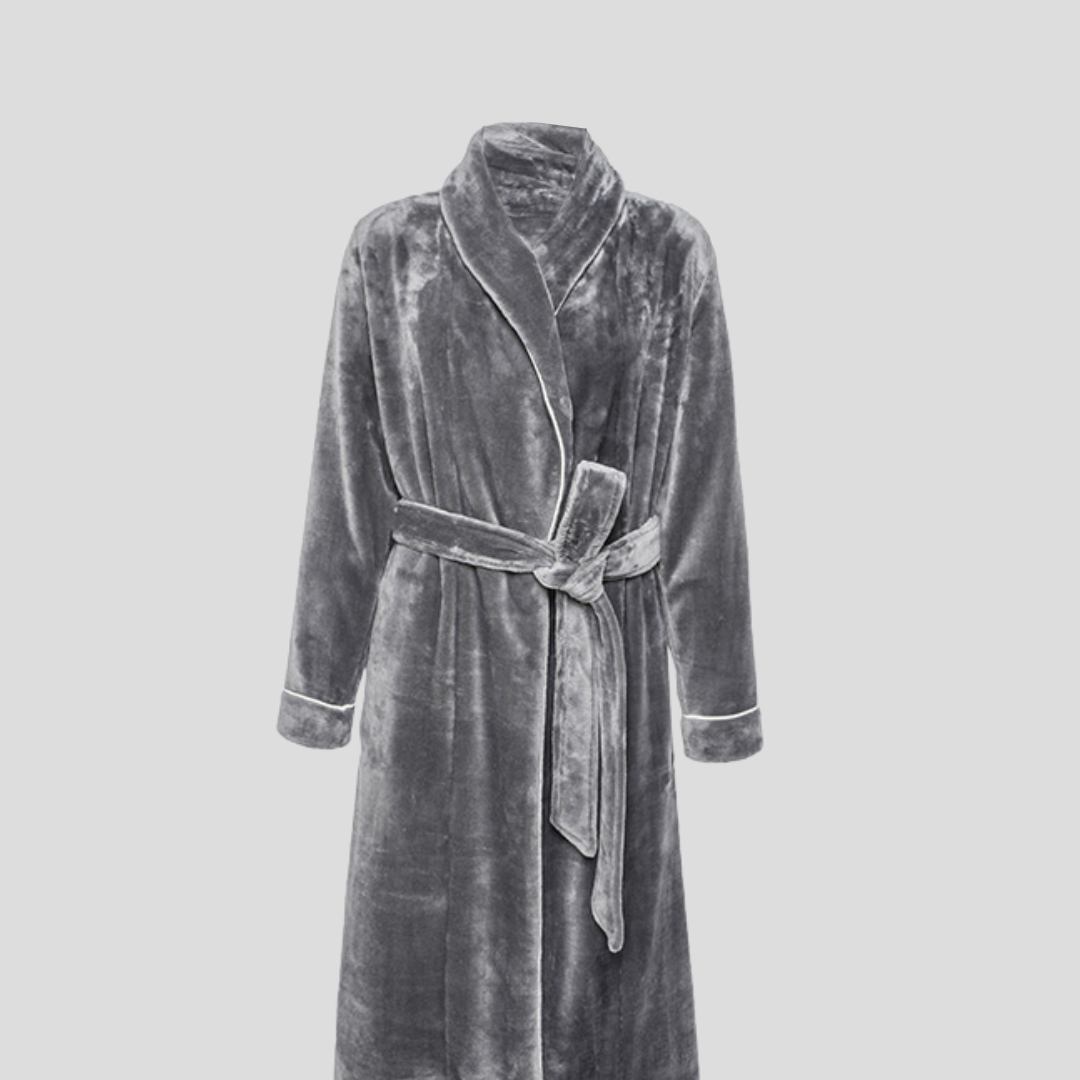 Premium grey fleece robe with pockets and belt - comfortable gifts for men perfect for valentine's day and father's day