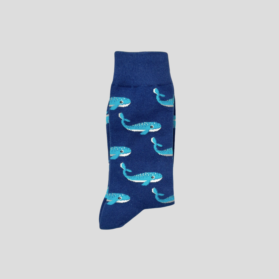 Happy Whale Socks - Blue