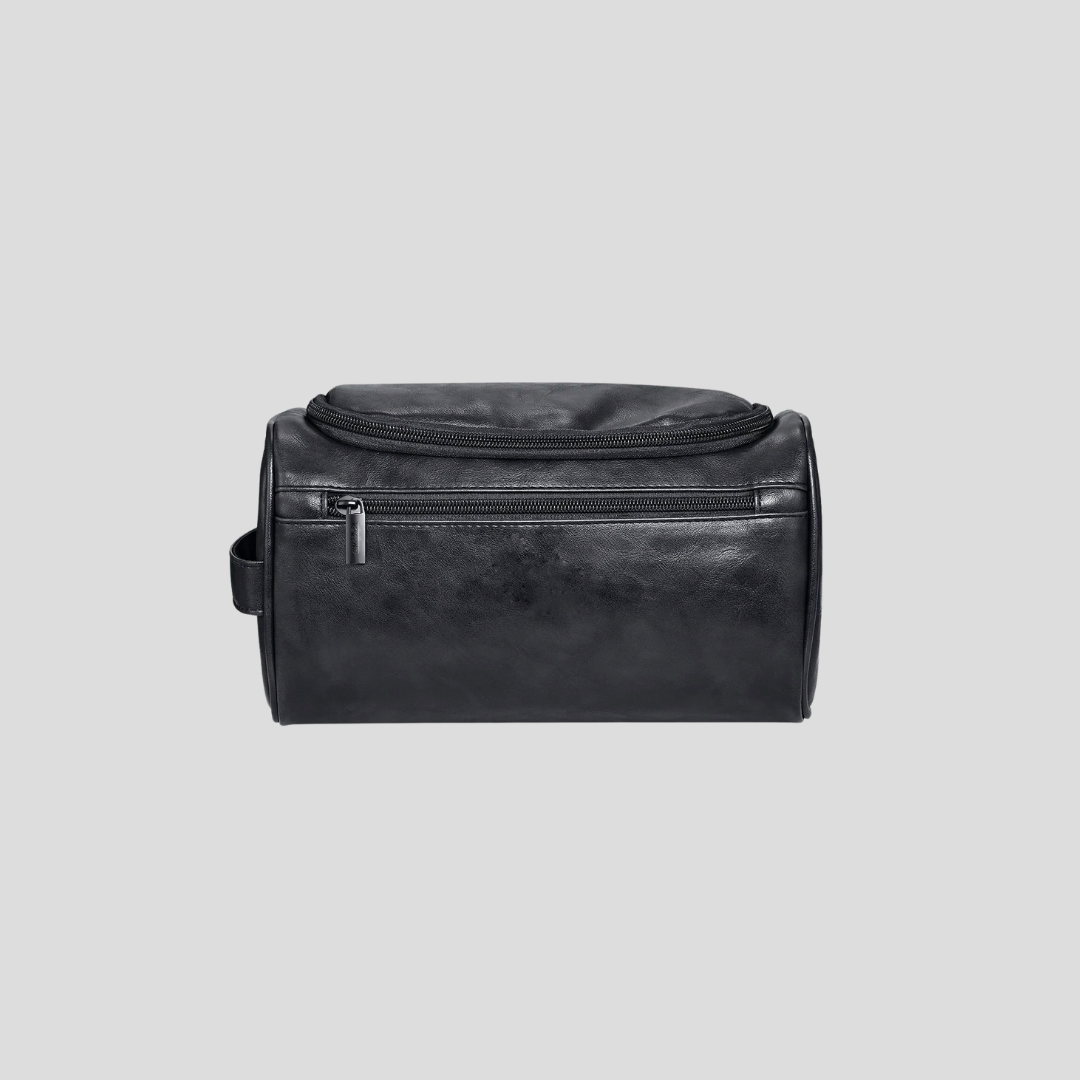 Toiletry Bag - Black Faux Leather