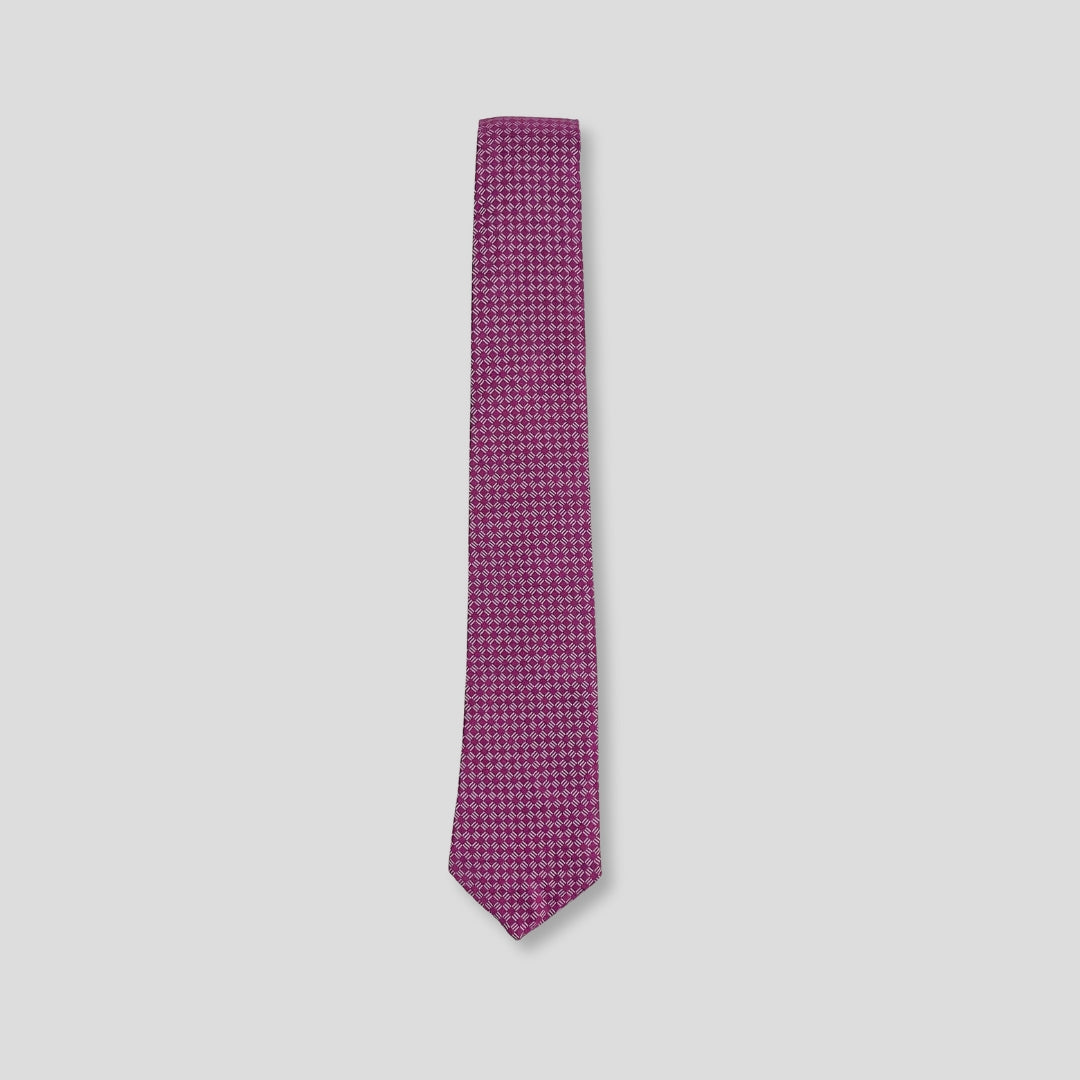 Magenta Patterned Necktie + Pocket Square