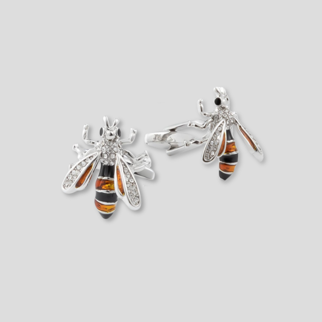 
Silver bee cufflinks detailed craftsmanship formal accessories men's gift Nigeria